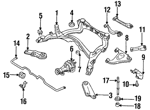 1994 Infiniti Q45 Rear Suspension Stopper-Differential Mounting, Lower Diagram for 55475-33P00
