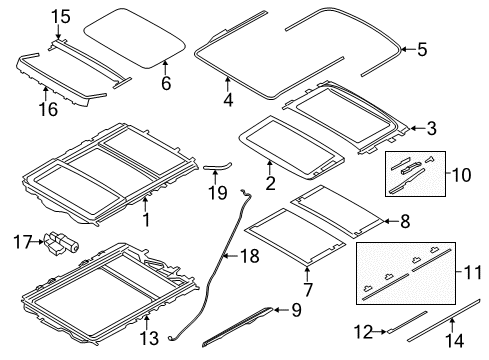 2013 BMW X3 Sunroof Panoramic Roof, Frame Diagram for 54107293547