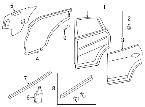 2019 Nissan Rogue Sport Rear Door Seal-Rear Door Partition, RH Diagram for 82838-6MA0B