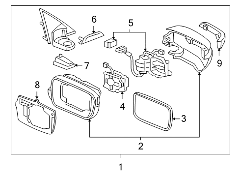 2005 Acura RL Mirrors Mirror Set, Passenger Side (R1400) (Heated) (Coo) Diagram for 76203-SJA-305