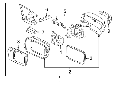 2005 Acura RL Mirrors Mirror, L Door (Lakeshore Silver Metallic) Diagram for 76250-SJA-315ZP