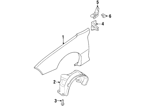 1993 Pontiac Firebird Fender & Components Liner-Front Wheelhouse Panel Diagram for 10296523