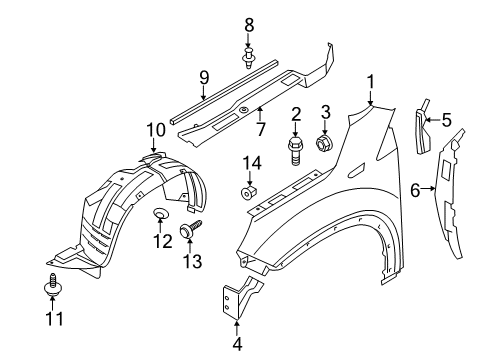 2014 Kia Sorento Fender & Components Guard Assembly-Front Wheel Diagram for 868201U500