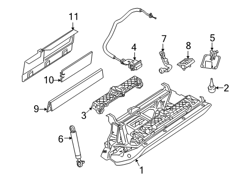 2005 BMW 645Ci Glove Box Glove Box Locking Mechanism Diagram for 51166958222