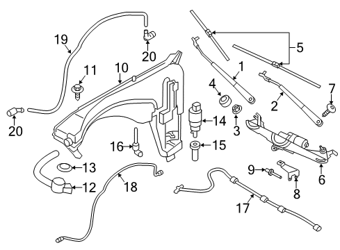 2018 BMW X4 Wiper & Washer Components Wiper Motor Front Diagram for 61617338655