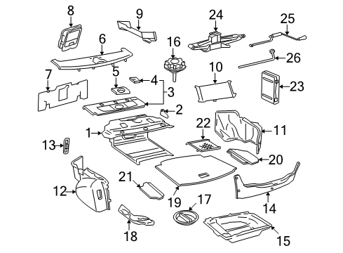 2006 Lexus LS430 Interior Trim - Rear Body Handle, Jack Diagram for 09113-50010