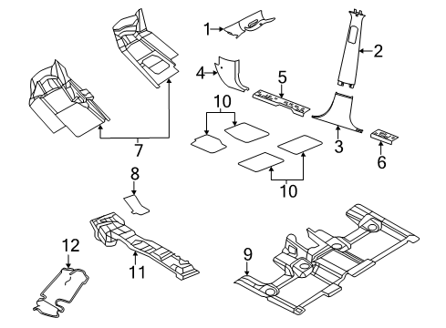 2016 Dodge Durango Interior Trim - Pillars, Rocker & Floor Panel-B Pillar Upper Trim Diagram for 1GP92DX9AH