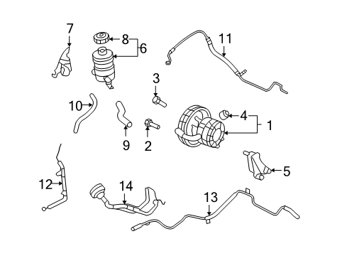 2006 Kia Optima P/S Pump & Hoses, Steering Gear & Linkage Tube Assembly-Oil Cooler Diagram for 575502G000