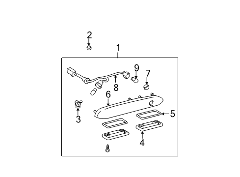 1999 Toyota Sienna Bulbs License Lamp Diagram for 81270-08010-D1