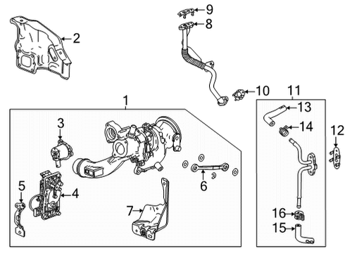 2022 Chevrolet Trailblazer Turbocharger & Components Turbocharger Stud Diagram for 11549028