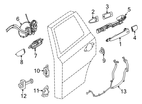 2020 Nissan Pathfinder Lock & Hardware Hinge Assy-Rear Door Diagram for 82401-9AM0A