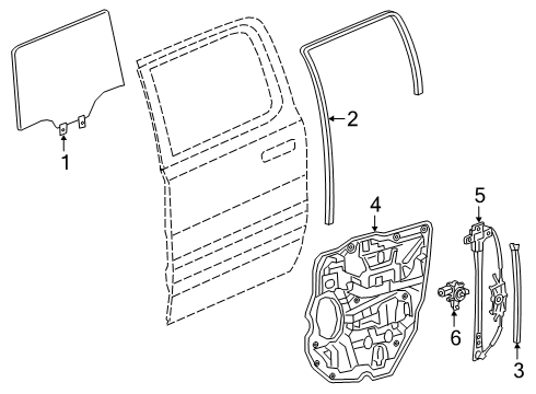 2022 Ram 1500 Rear Door Rear Door Glass Run Diagram for 68285724AF