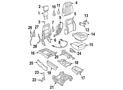 1998 Oldsmobile Silhouette Power Seats Handle Asm, P&Driver Seat Reclining Graphite *Graphite Diagram for 12531813