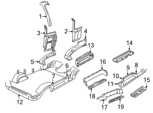 1997 Dodge B2500 Interior Trim - Pillars, Rocker & Floor Molding Windshield Diagram for 5FP36SD5