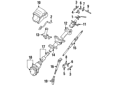1992 Toyota Cressida Steering Column Housing & Components, Shaft & Internal Components, Shroud, Switches & Levers Lower Shaft Diagram for 45260-22140