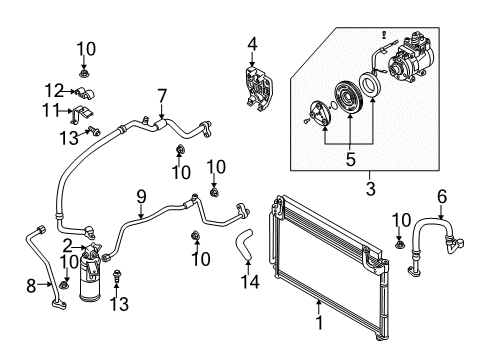 2001 Kia Rio Air Conditioner High Pressure Hose Diagram for 0K30A61459D