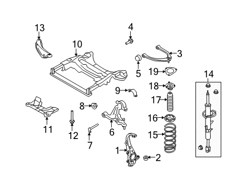 2012 Infiniti G37 Front Suspension Components, Lower Control Arm, Upper Control Arm, Stabilizer Bar, Struts & Components Front Right Upper Suspension Link Complete Diagram for 54524-JK000