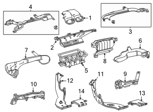 2021 Toyota Highlander Ducts Defroster Nozzle Diagram for 55950-0E080