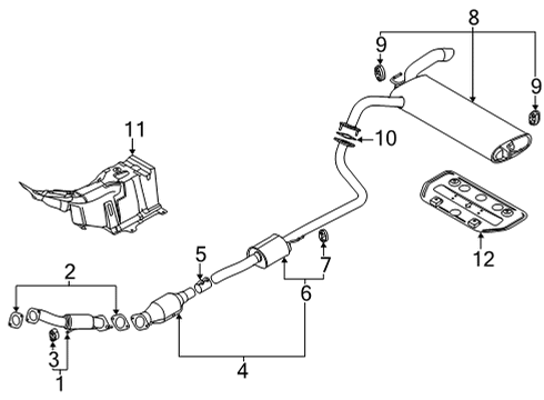 2022 Kia Seltos Exhaust Components Center Muffler Assembly Diagram for 28650Q5210