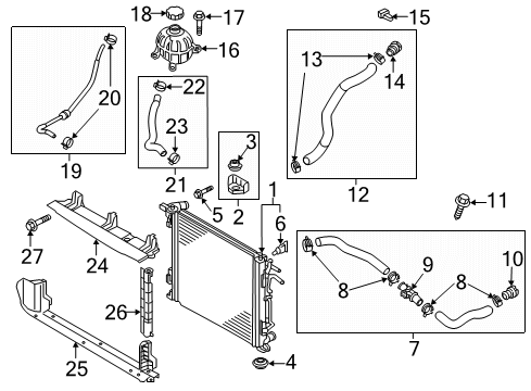 2022 Kia Sportage Radiator & Components Radiator Reservoir Assembly Diagram for 25431D3500