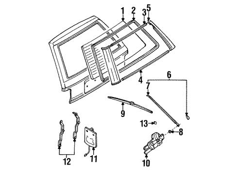 1986 Nissan Maxima Wiper & Washer Components WEATHERSTRIP Back Door Window Diagram for 90310-17E00