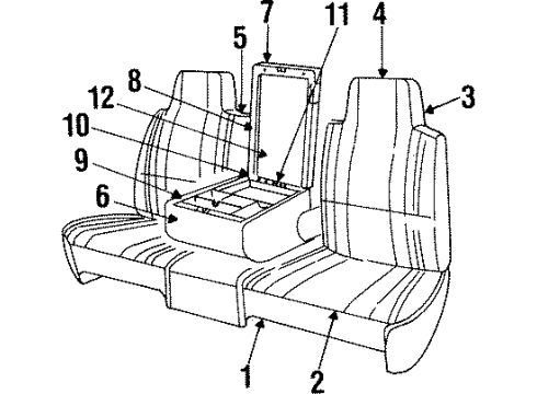 1999 Dodge Ram 2500 Front Seat Components Cover-ARMREST Bin Diagram for SS231C3AA