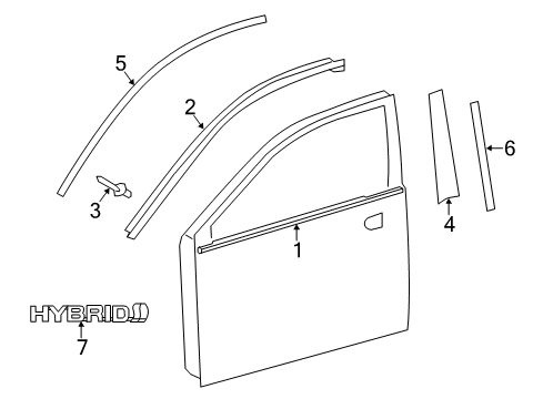 2018 Toyota Avalon Exterior Trim - Front Door Applique Diagram for 75755-07020