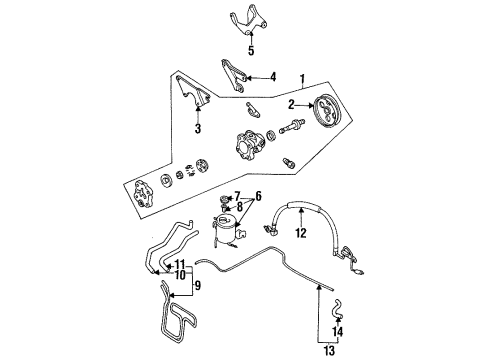 1990 Nissan Axxess P/S Pump & Hoses Seal Kit-Power Steering Pump Diagram for 49591-50L26