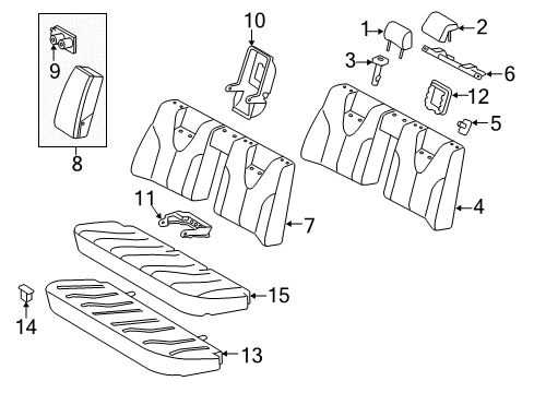 2007 Toyota Camry Rear Seat Components Seat Back Cover Diagram for 71077-06A90-B0