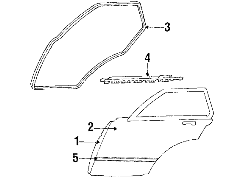 1988 Nissan Sentra Rear Door & Components, Exterior Trim MOULDING Rear Door Outside RH Diagram for 82820-51A01