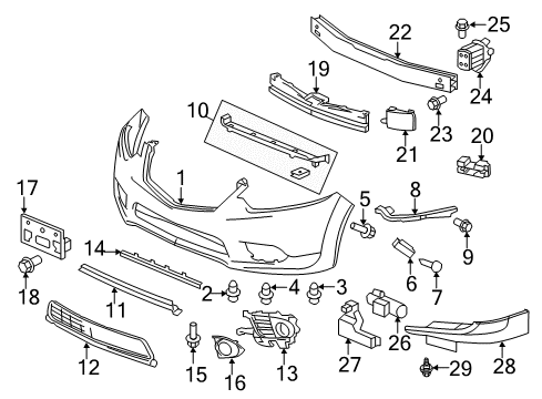 2014 Acura TSX Automatic Temperature Controls Grille, Front Bumper (Lower) Diagram for 71107-TL0-G50