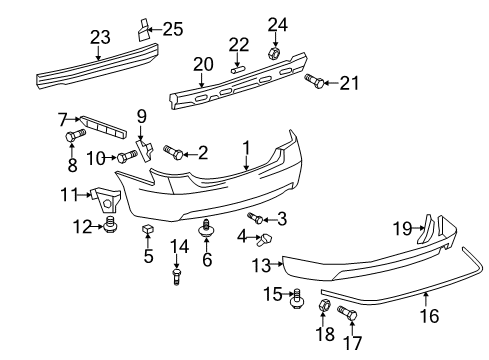 2010 Toyota Camry Rear Bumper Side Support Diagram for 52157-06010