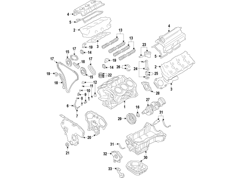 2014 Nissan Murano Engine Parts, Mounts, Cylinder Head & Valves, Camshaft & Timing, Variable Valve Timing, Oil Cooler, Oil Pan, Oil Pump, Crankshaft & Bearings, Pistons, Rings & Bearings Cooler ASY Oil Diagram for 21305-JA13B