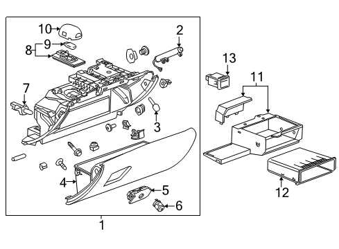 2019 Cadillac ATS Glove Box Auxiliary Outlet Diagram for 22868785