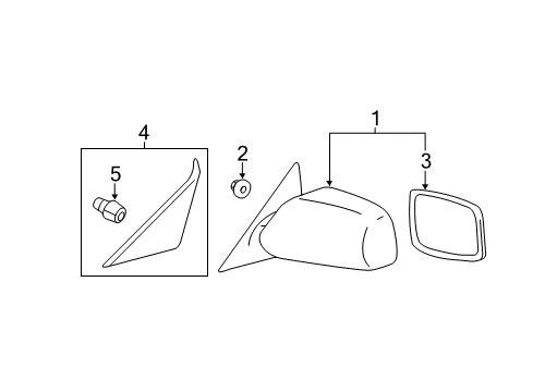 2009 Toyota Camry Outside Mirrors Mirror Glass Diagram for 87961-06200
