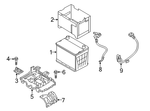 2013 Hyundai Azera Battery Tray Assembly-Battery Diagram for 37150-3V000