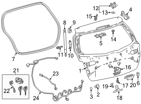 2018 Toyota Yaris Lift Gate Hinge Pad Diagram for 68838-74020