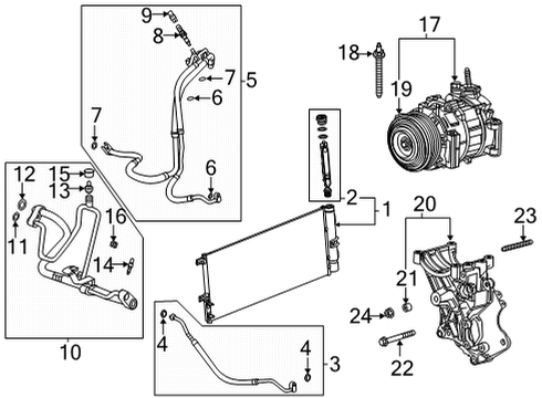 2020 Chevrolet Silverado 2500 HD A/C Condenser, Compressor & Lines Mount Bracket Bolt Diagram for 3522364