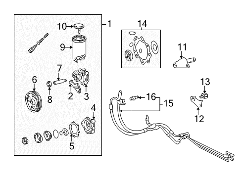 2000 Toyota Tundra P/S Pump & Hoses, Steering Gear & Linkage Hose & Tube Assembly Diagram for 44410-0C011