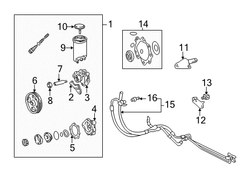 2000 Toyota Tundra P/S Pump & Hoses, Steering Gear & Linkage Power Steering Pump Mount Bracket Diagram for 44441-04010