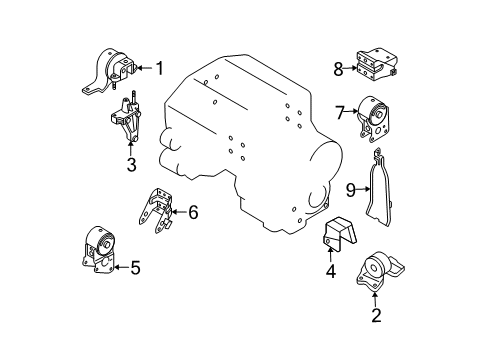 2004 Nissan Quest Engine & Trans Mounting Rear Engine Mount Bracket Diagram for 11332-7Y100