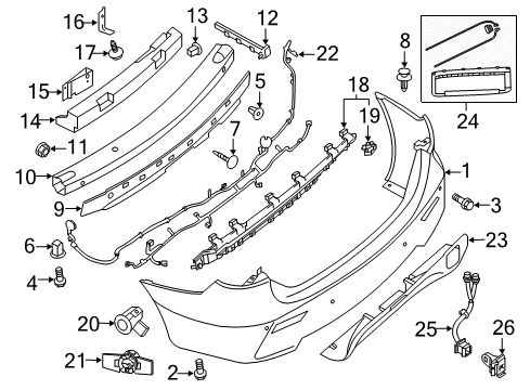 2020 Infiniti QX60 Rear Bumper Distance Sensor Assembly Diagram for 28438-4HB4A