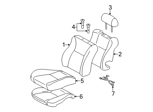 2007 Toyota Corolla Front Seat Components Seat Back Pad Diagram for 71551-12820