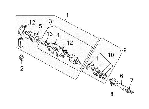 2009 Mitsubishi Eclipse Drive Axles - Front Seal-Axle Drive Shaft Diagram for MB526680