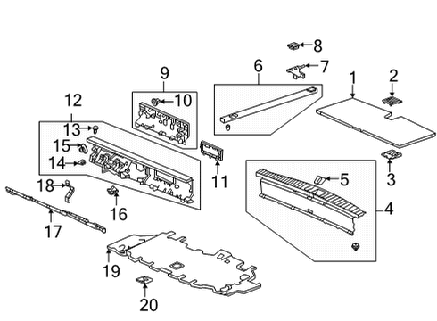 2022 Acura MDX Interior Trim - Rear Body SUPPORT, CARGO Diagram for 84535-TYA-A00