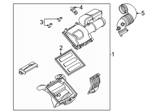 2022 Ford E-350 Super Duty Air Inlet Air Filter Diagram for LC2Z-9601-A