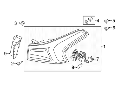 2021 Hyundai Santa Fe Bulbs LAMP ASSY-REAR COMB OUTSIDE, LH Diagram for 92401-CL100
