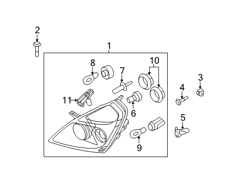 2006 Kia Sedona Bulbs Bracket Assembly-Head Lamp Diagram for 921324D000