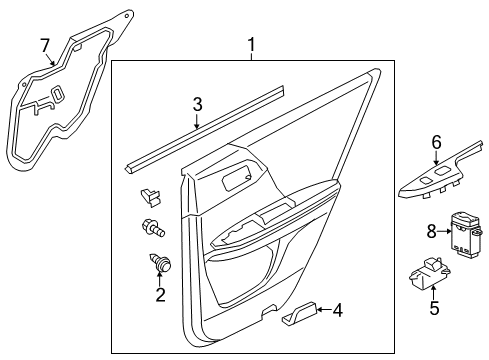 2014 Honda Accord Interior Trim - Rear Door Base Comp*NH167L* Diagram for 83792-T2F-C01ZA