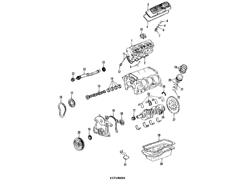 1986 Buick Riviera Engine Parts, Mounts, Cylinder Head & Valves, Camshaft & Timing, Oil Pan, Oil Pump, Crankshaft & Bearings, Pistons, Rings & Bearings Mount Asm Diagram for 17989560